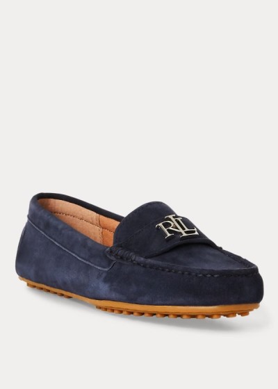 Mocasines Ralph Lauren Mujer Azul Marino - Barnsbury Suede - FWKBD1357